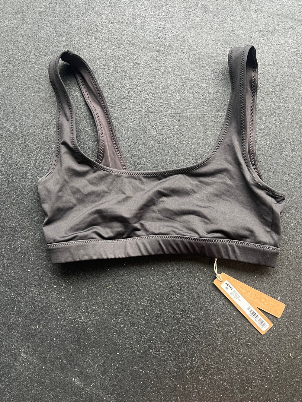 SKIMS Black Seamless Scoop Swim Bikini Top
